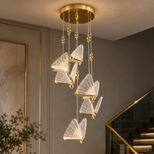 نجفة LED مودرن بتصميم فراشات – ذهبي