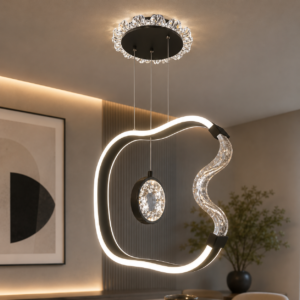 دلاية LED مودرن – أسود وكريستال